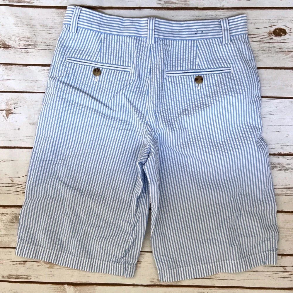 Vineyard Vines Shorts Blue White Seersucker Striped Boys Size 16